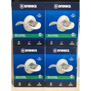 Brinks Non-Locking Hall & Closet Heavy Duty Satin Nickel 4 Pack Brand New Sealed